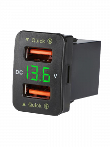 Розетка питания на 2 USB гнезда12-24В TDS TS-CAU56 Зеленая